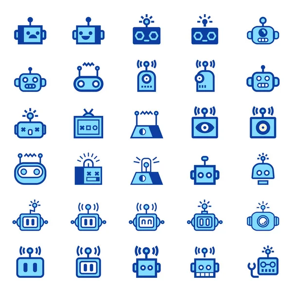 Robot simge seti karikatür. Elektromekanik karikatür makine, yalıtılmış vektör çizim.  