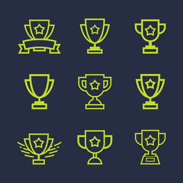 Conjunto Vectorial Iconos Trofeos Champions Ilustración Vectorial Fácil Editar Iconos — Vector de stock