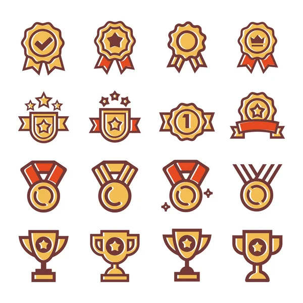 Set Vettoriale Icone Del Trofeo Champions Illustrazione Vettoriale Facile Modificare — Vettoriale Stock