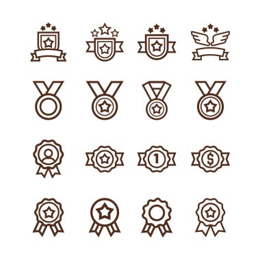 Ödüller ve ödül vektör hat Icons Set