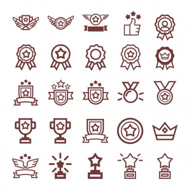 Ödüller ve ödül vektör hat Icons Set
