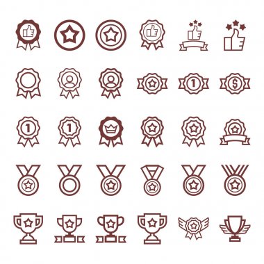 Ödüller ve ödül vektör hat Icons Set
