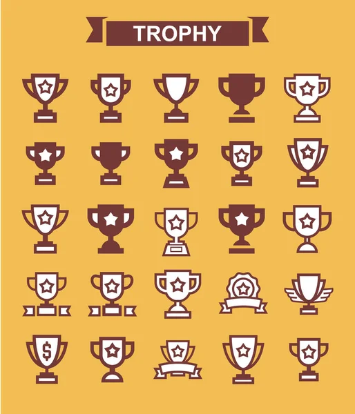 Διάνυσμα Σύνολο Champions Trophy Βραβείο Εικονίδια Vector Εικονογράφηση Εύκολο Επεξεργαστείτε — Διανυσματικό Αρχείο