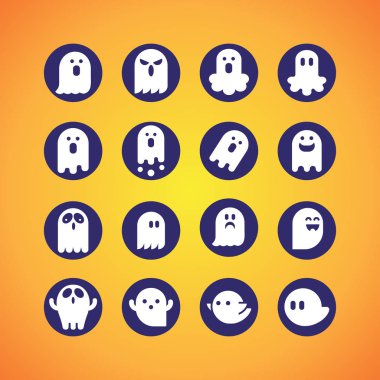 Hayalet Icon set. Glif vektör simgesi toplama. Cadılar Bayramı sembolleri.