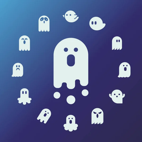 Ghost Glyphen Symbole Kreisrahmen Anordnen Vektorillustration Halloween Symbole — Stockvektor