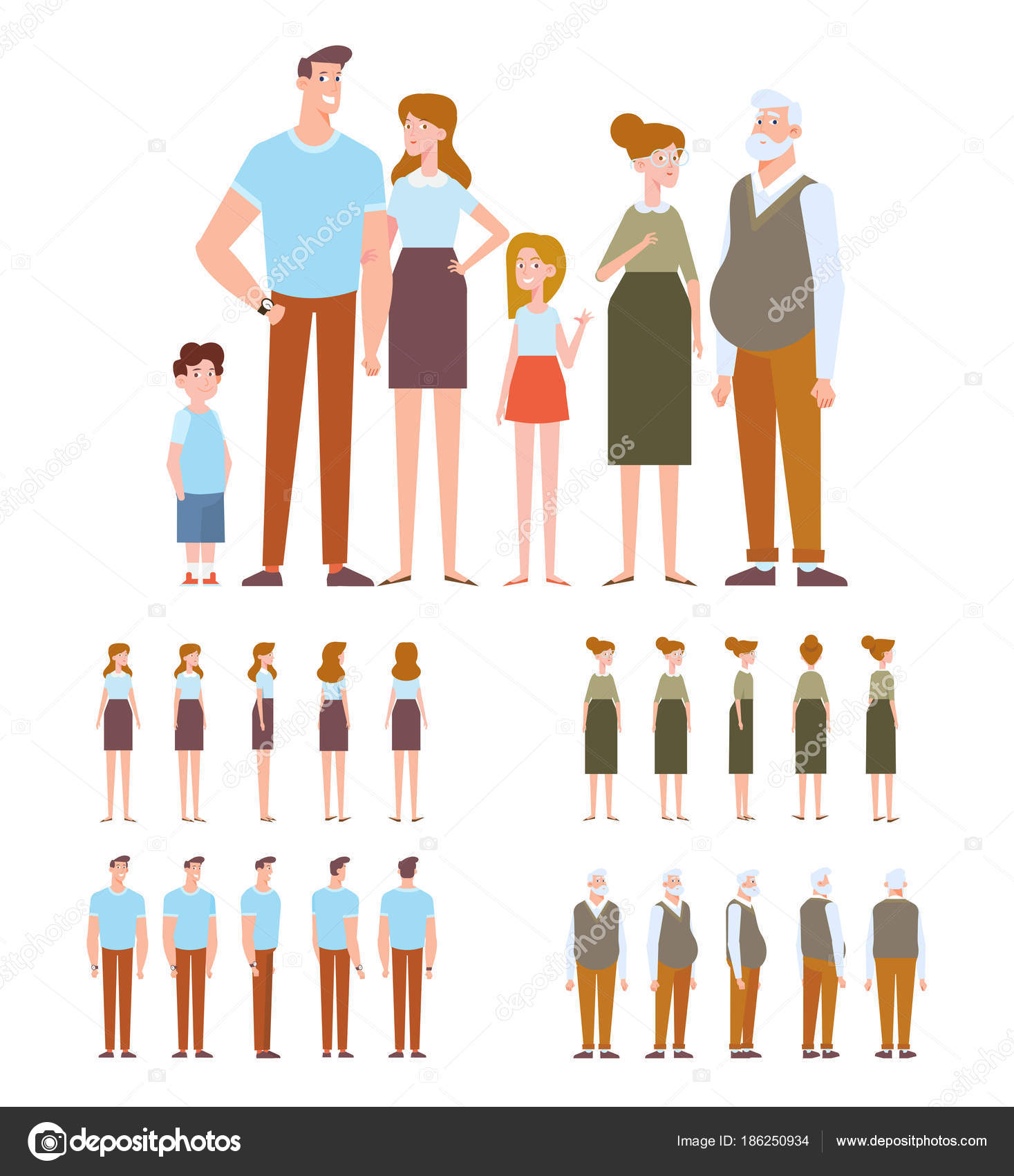 Family Characters Creation Set Mom Dad Kids Grandfather Grandmother ...