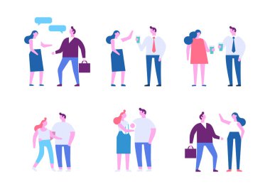 Farklı insanlar karakterler. Düz vektör çizim üzerinde beyaz izole. 