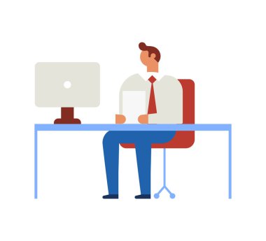 Yöneticisi, ofis çalışanı. İş adamları. Düz vektör çizim üzerinde beyaz izole.