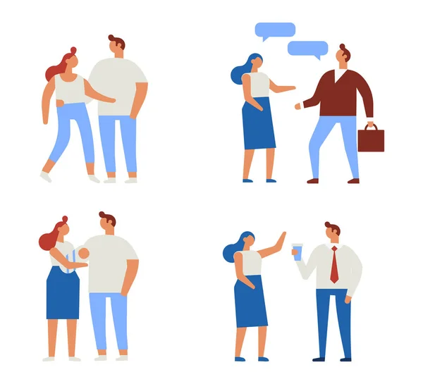 People Couples Vector Set People Characters Isolated White — Stock Vector