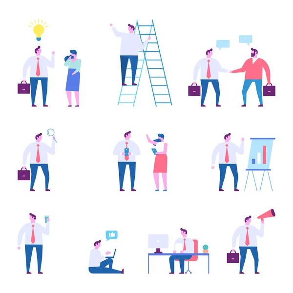 Juego Personajes Para Gente Negocios Trabajo Equipo Trabajando Juntos Empresa — Vector de stock