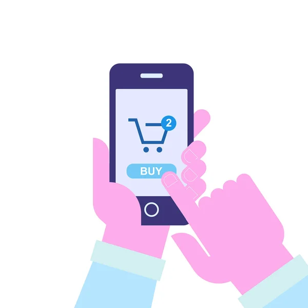 Mobil Alışveriş Nsan Eli Istimal Hareket Eden Telefon Satın Almak — Stok Vektör