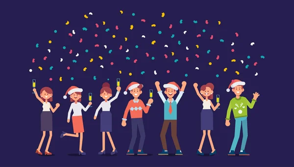 Festa Corporativa Ano Novo Feliz Grupo Empresários Comemorando Natal Ilustração — Vetor de Stock