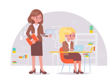 Vektör karikatür iş kadını. ofis