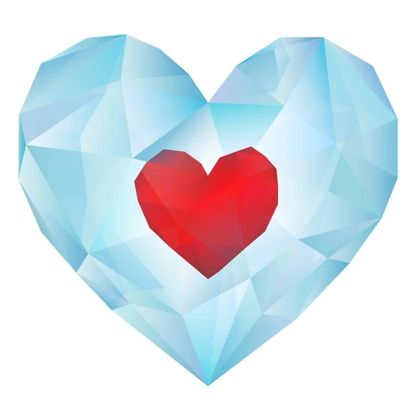 Heart in Ice Polygonal Style — Stock Vector