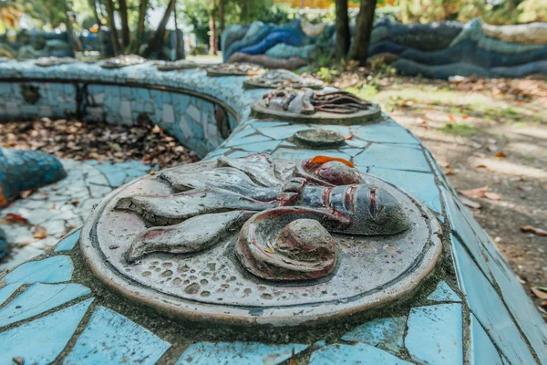 Abkhazia, Old Gagra, May 02, 2017: Tsereteli's Mosaic Details in park of Oldenburg — Stock Photo, Image