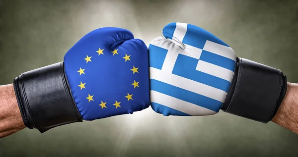 Боксерский матч между Европейским Союзом и Грецией — стоковое фото