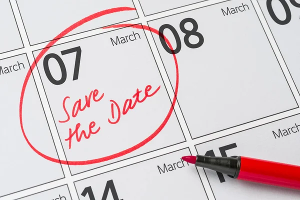 Guardar la fecha escrita en un calendario - 07 de marzo — Foto de Stock