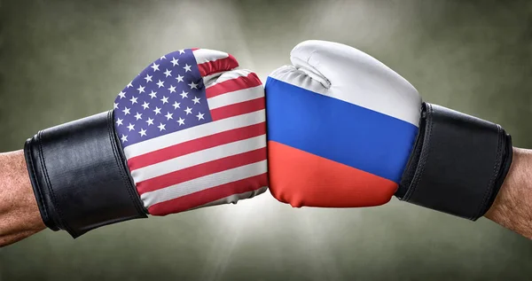 A boxing match between the USA and Russia — Stock Photo, Image