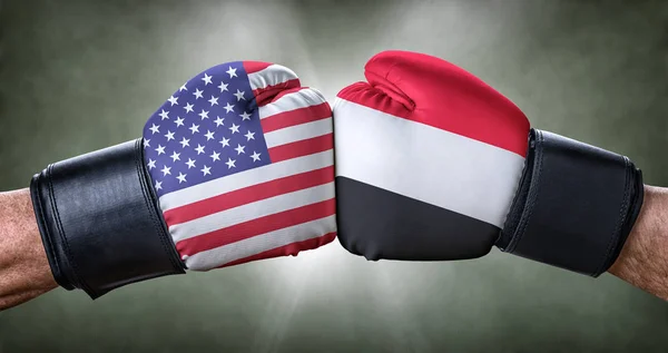 Un combate de boxeo entre Estados Unidos y Yemen —  Fotos de Stock
