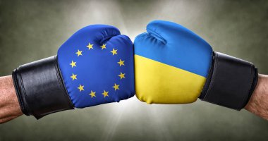 A boxing match between the European Union and Ukraine clipart