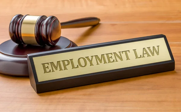 Молоток и номерной знак с гравировкой Закона о занятости — стоковое фото