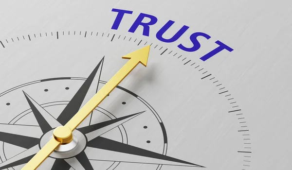 Compass needle pointing to the word Trust — Stock Photo, Image