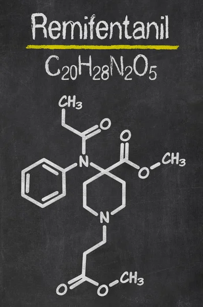 Tableau noir avec la formule chimique de Remifentanil — Photo