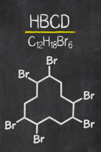 Blackboard with the chemical formula of HBCD — Stock Photo, Image