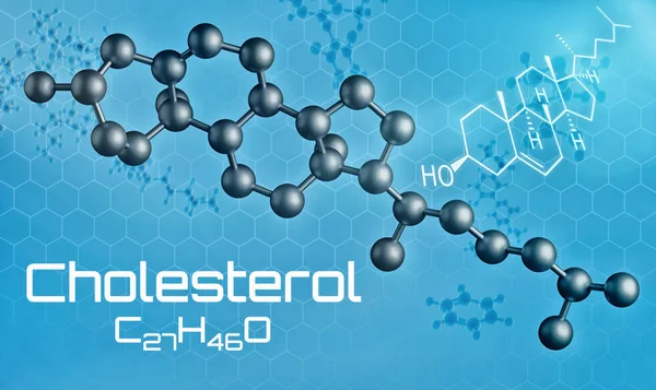 Trojrozměrný molekulární model cholesterolu - 3d vykreslení — Stock fotografie