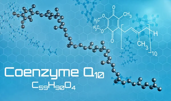 Three-dimensional molecular model of Coenzyme Q10 - 3d render — Stock Photo, Image