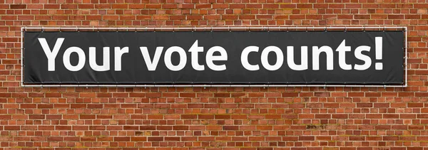 Seu voto conta escrito em um banner — Fotografia de Stock