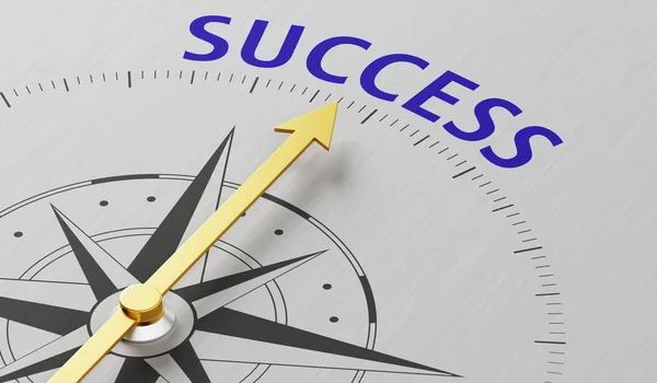 Kompas naald wijst naar het woord succes — Stockfoto