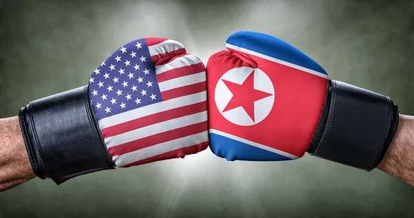 A boxing match between the USA and North Korea — Stock Photo, Image