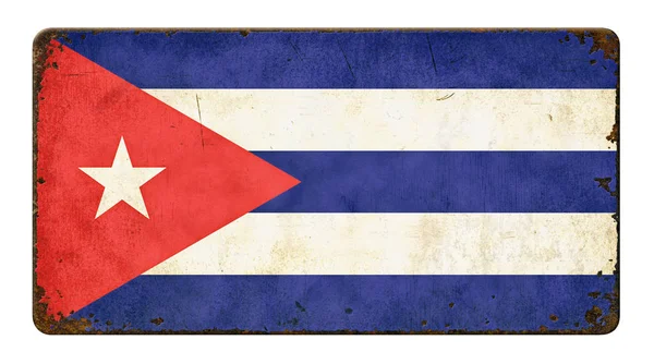 Retro cedule na bílém podkladu - vlajka Kuby — Stock fotografie