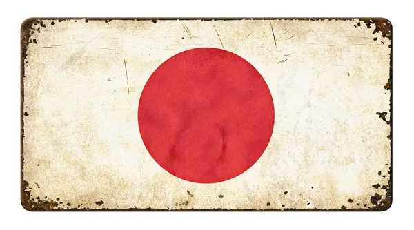 Cartel metálico vintage sobre fondo blanco - Bandera de Japón — Foto de Stock