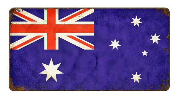 Cartel metálico vintage sobre fondo blanco - Bandera de Australia — Foto de Stock