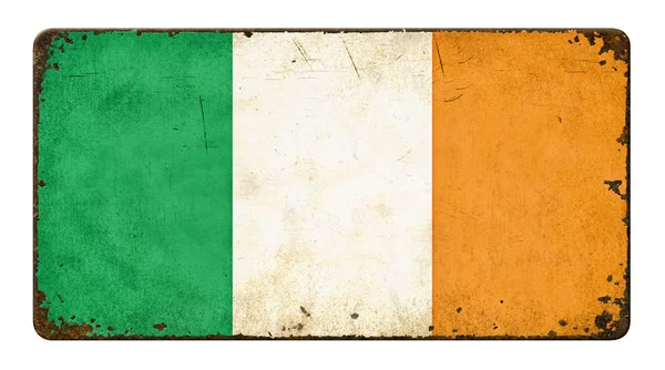 Panneau métal vintage sur fond blanc - Drapeau de l'Irlande — Photo