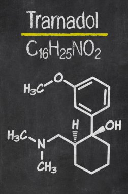 Blackboard with the chemical formula of  Tramadol clipart