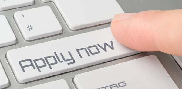 A keyboard with a labeled button - Apply now — Stock Photo, Image