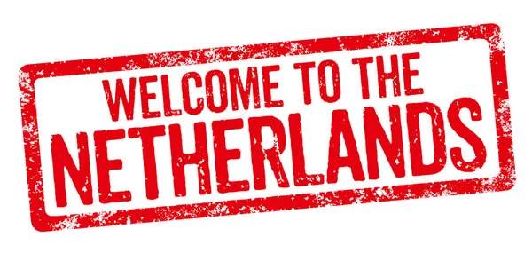 Timbre rouge sur fond blanc - Bienvenue aux Pays-Bas — Photo
