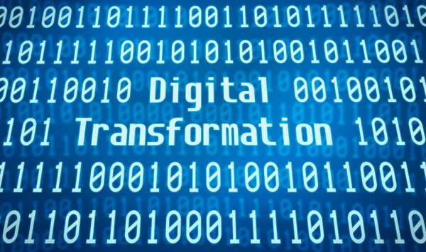 Binärer Code mit dem Wort digitale Transformation in der Mitte — Stockfoto