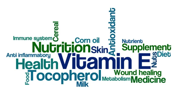 Beyaz bir arka plan - E vitamini Word Cloud — Stok fotoğraf