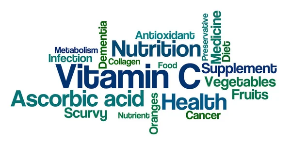 Wortwolke auf weißem Hintergrund - Vitamin C — Stockfoto