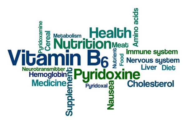 白地 - ビタミン B6 に単語の雲 — ストック写真