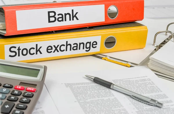 Folders with the label Bank and Stock exchange — Stock Photo, Image