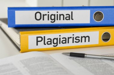 Folders with the label Original and Plagiarism clipart