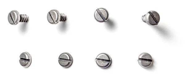 A slotted screw from different perspectives on a white backgroun — Stock Photo, Image