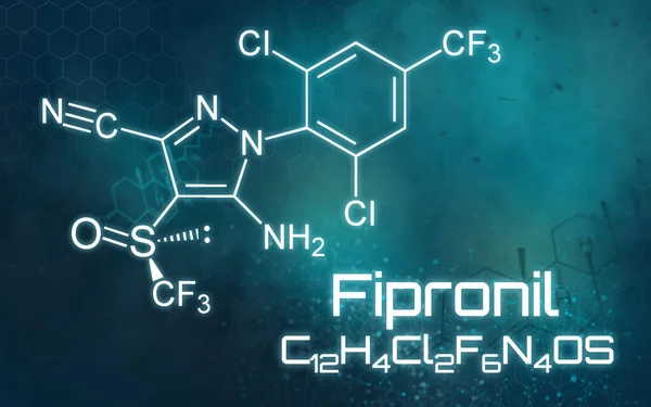 Chemische formule van Fipronil op een futuristische achtergrond — Stockfoto