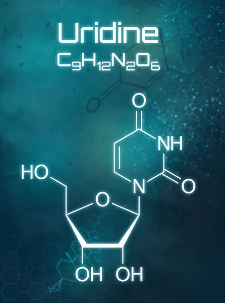Uridiinin kemiallinen kaava futuristisella taustalla — kuvapankkivalokuva