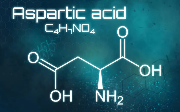 Fórmula química do ácido aspártico sobre um fundo futurista — Fotografia de Stock